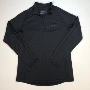 Eddie Bauer 1/4 Zip Men's‎ M Black First Ascent Merino Wool Base Layer Pullover